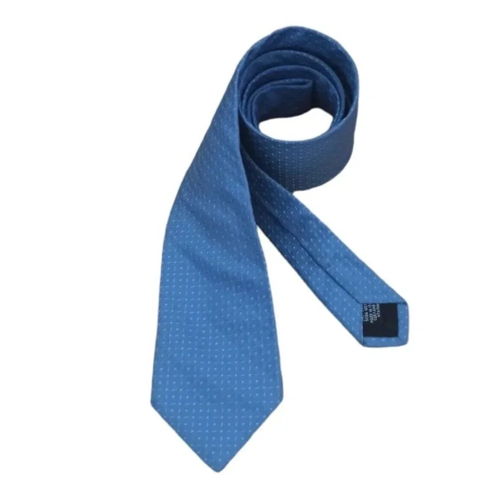 HUGO BOSS Blue Geometric Silk Tie ITALY 60
